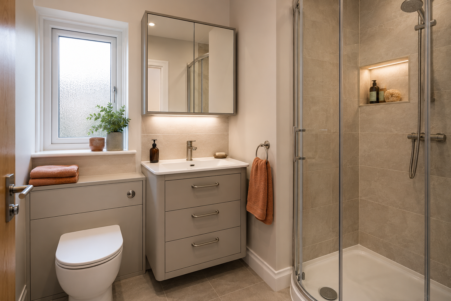 Space-saving fitted bathroom design inspiration